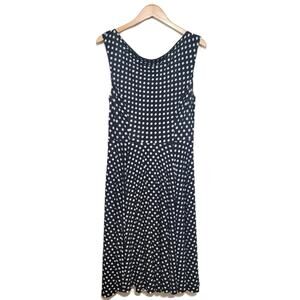 Eva Franco Black and White Polka Dot Dress Sleeveless Midi Flowy Party Summer 8